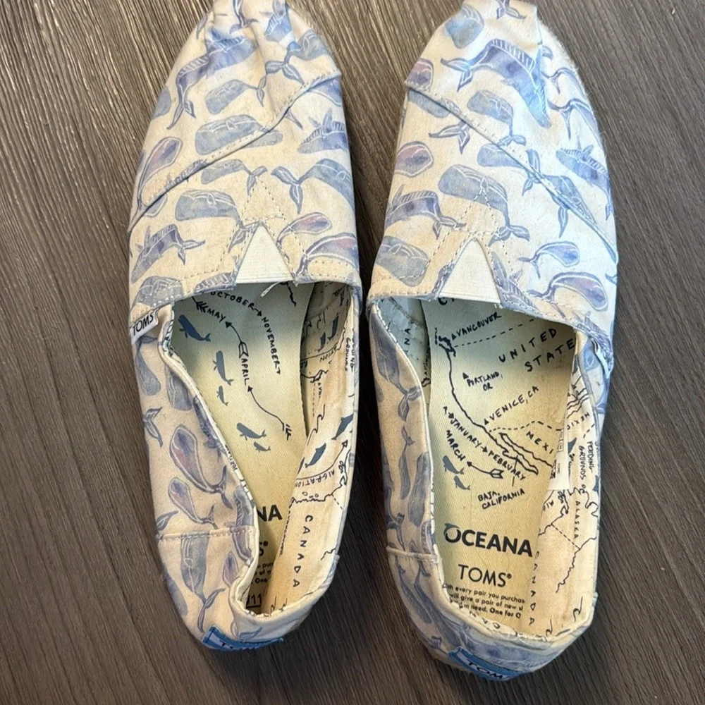 Toms Oceana Classic Multi Watercolor Whale Canvas Espadrilles Slip Ons 11